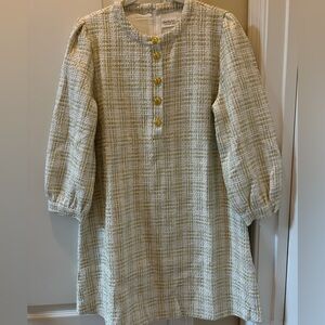 Elegant Cream Mini Dress with Gold Accents